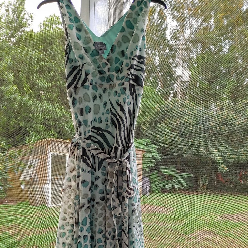 Rabbit Designs dress, light blue with blue, green